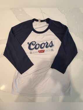 Coors Banquet Navy & White Raglan Short 3/4 Sleeve Tee
